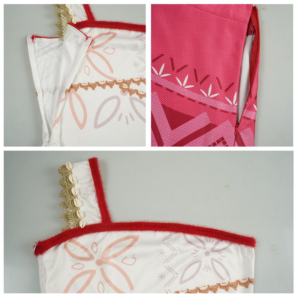 Костюм для косплея Моаны Женский наряд для приключений Комплект юбки Платье принцессы для переодевания с ожерельем для Хэллоуина Карнавальной вечеринки