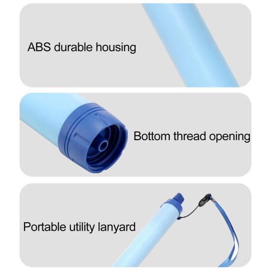 Personal Water Filter Straw Portable Water Purifying Device Outdoor Survival Camping Hiking Backpacking Emergency Water Filtration System