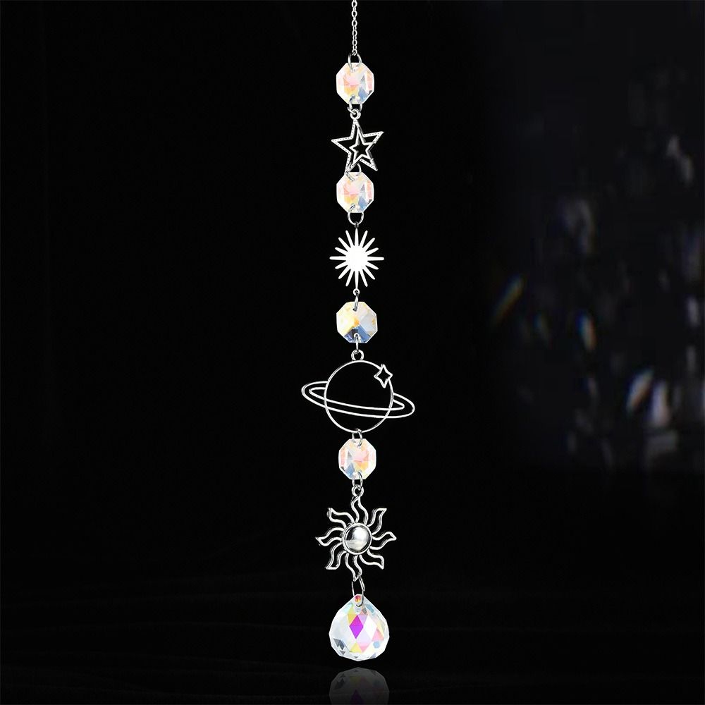Sun Moon Planet Crystal Pendant Rainbow Maker Crystal Wind Chimes Hanging Ornament  Gift