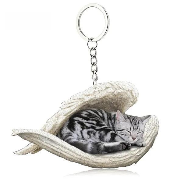Sleek Modern Dog Cat Angel Keychain With Animal Theme For Bags And Vehicles