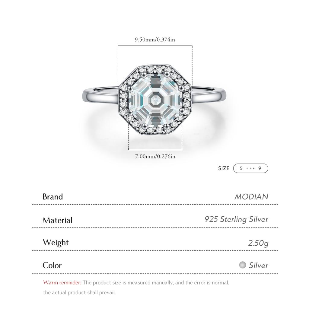 MODIAN 925 Sterling Silver Exquisite Octagon Rings Elegant Halo Emerald Cut Finger Rings For Women Dating Fine Jewelry Gifts