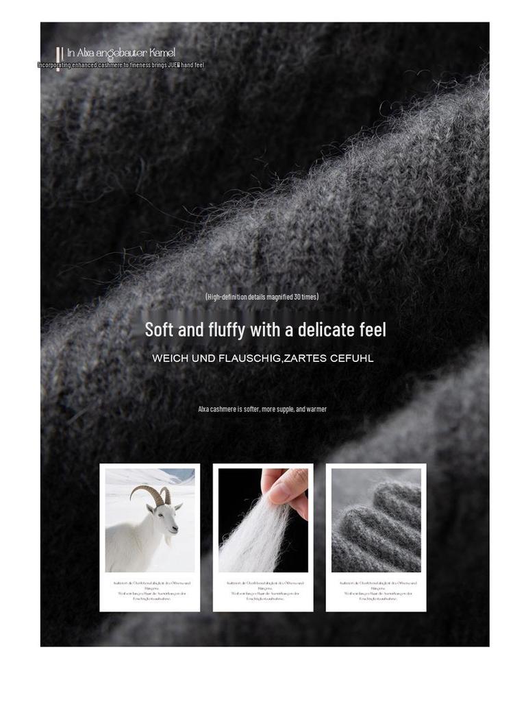 Женский кашемировый кардиган с высоким воротником на молнии с двумя бегунками и отделкой в виде ложных карманов, Осень/Зима 2025