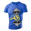 New Summer Gym Dumbbell Casual Tough Guy Muscle Men's T-Shirt 3D Printing Breathable Lightweight Sports Quick Dry Short Sleeves
