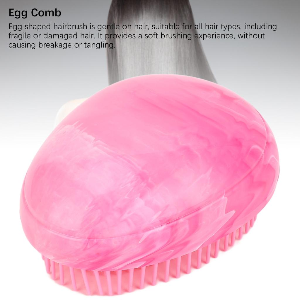 4pcs Rosy Red Egg Shape Detangling Brush Bright Marble Effect Portable Styling Comb Hair Brush