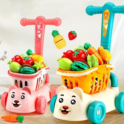 Игровой набор "Тележка для покупок" для детей с продуктами, фруктами, овощами и аксессуарами, игровой домик, развивающая игрушка, имитация, подарки для девочек