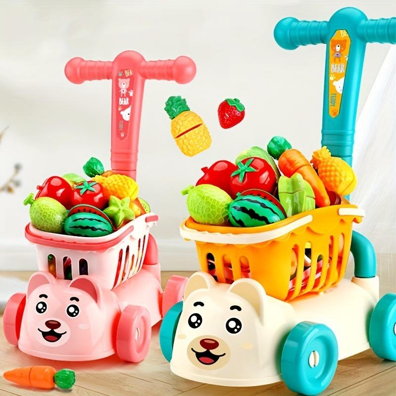 Игровой набор "Тележка для покупок" для детей с продуктами, фруктами, овощами и аксессуарами, игровой домик, развивающая игрушка, имитация, подарки для девочек