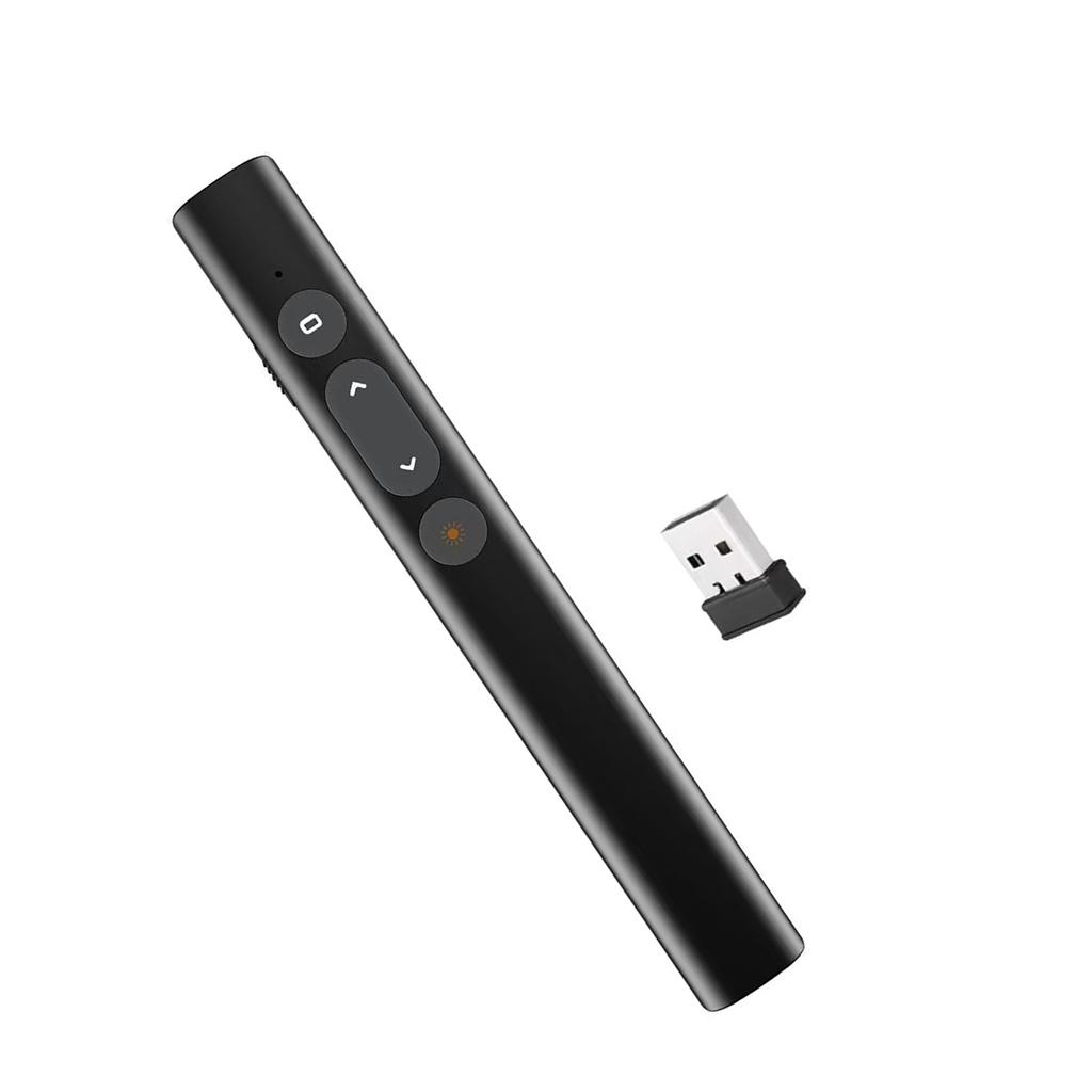 Wireless 2.4GHz Presenter with USB Receiver, Plug and Play Clicker, Presentation Remote, Page Turner, Red Pointer, 30M