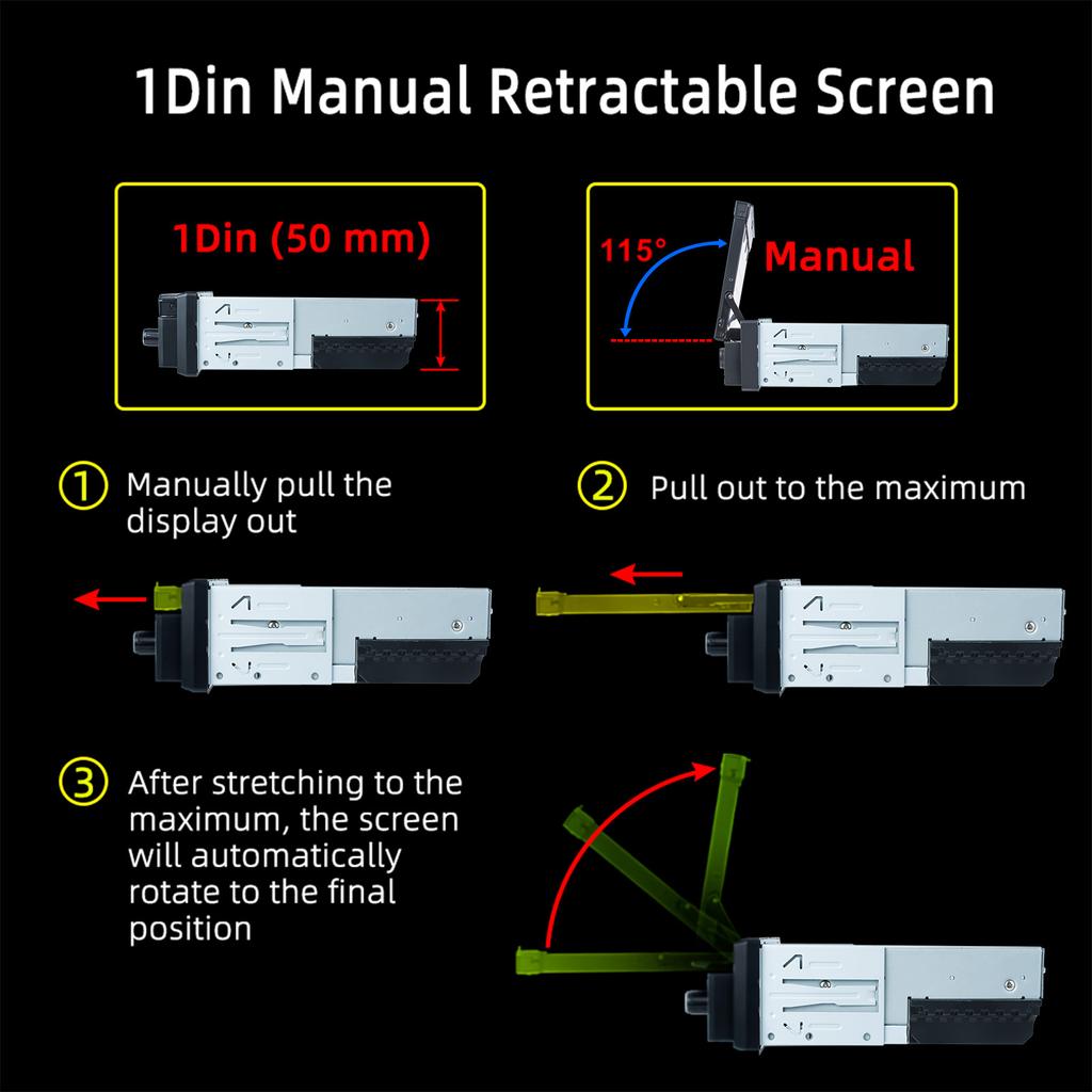 7-дюймовый HD беспроводной Android Auto CarPlay 1Din видео мультимедиа Android MP5 плеер выдвижной экран Mirror Link Car BT/FM/USB/AUX