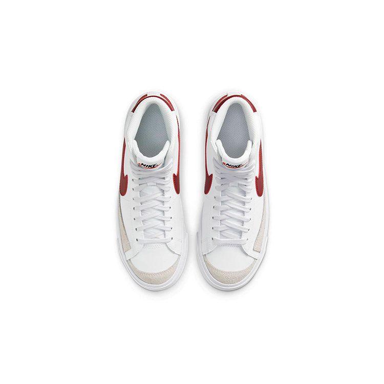 Nike Кроссовки Blazer Mid 77 Устойчивые к скольжению Амортизация Устойчивые к истиранию Средняя посадка Для скейтбординга Белый Красный Унисекс DA4086-102