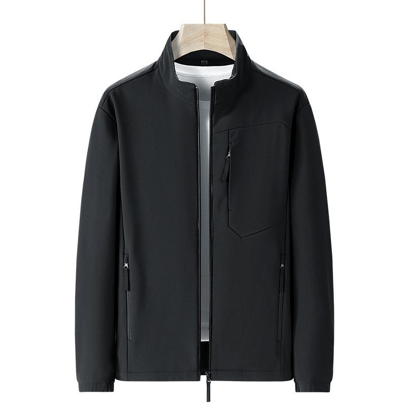 Autumn Windproof and Water-proof Men's Outdoor Soft Shell Jacket with Fat and Loose Stand-up Collar Jacket