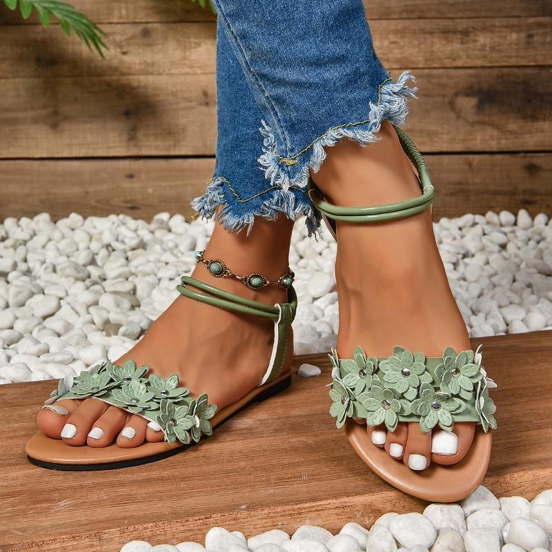 Women's Sandals  New Casual Open-toed Women's Flats Fashion Floral Designer Comfortable Walkable Shopping Women's Sandals