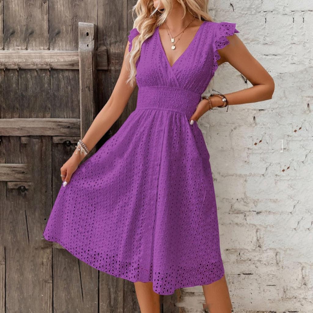 Женский летний кружевной сарафан с v-образным вырезом и запахом, с рюшами и рукавами в стиле бохо, с цветочным принтом и эластичной резинкой на талии, милые короткие платья
