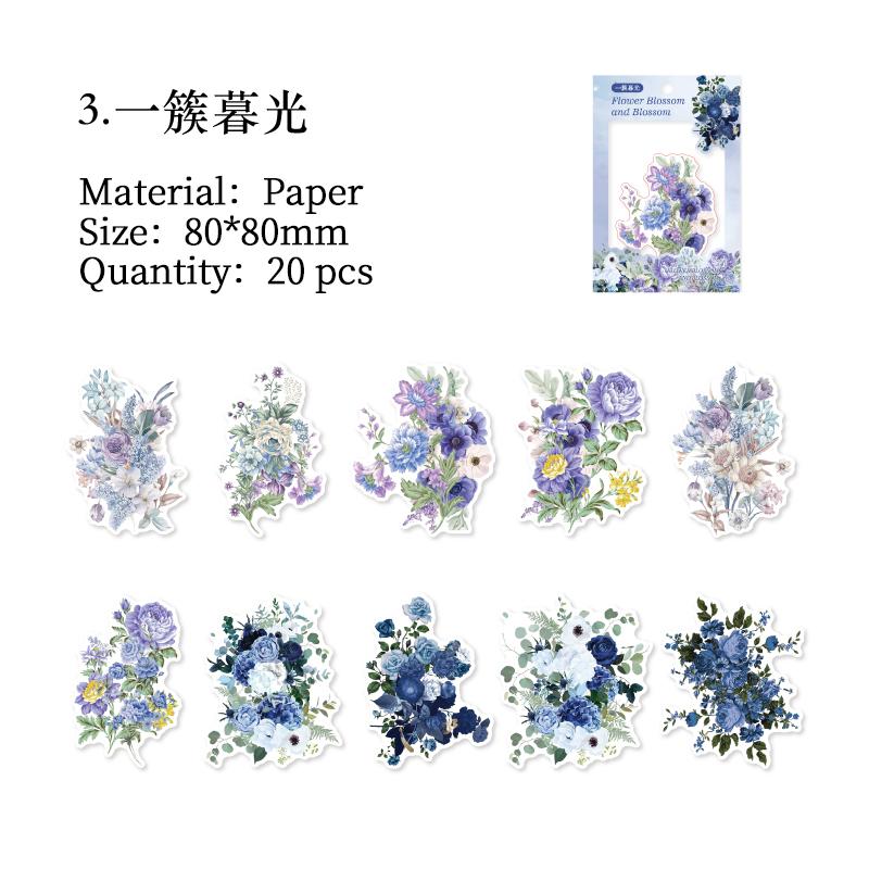 20 pcs Flower Sticker Literature Art Decorative Scrapbooking Diy Diary Album Creativity hand made Collage material