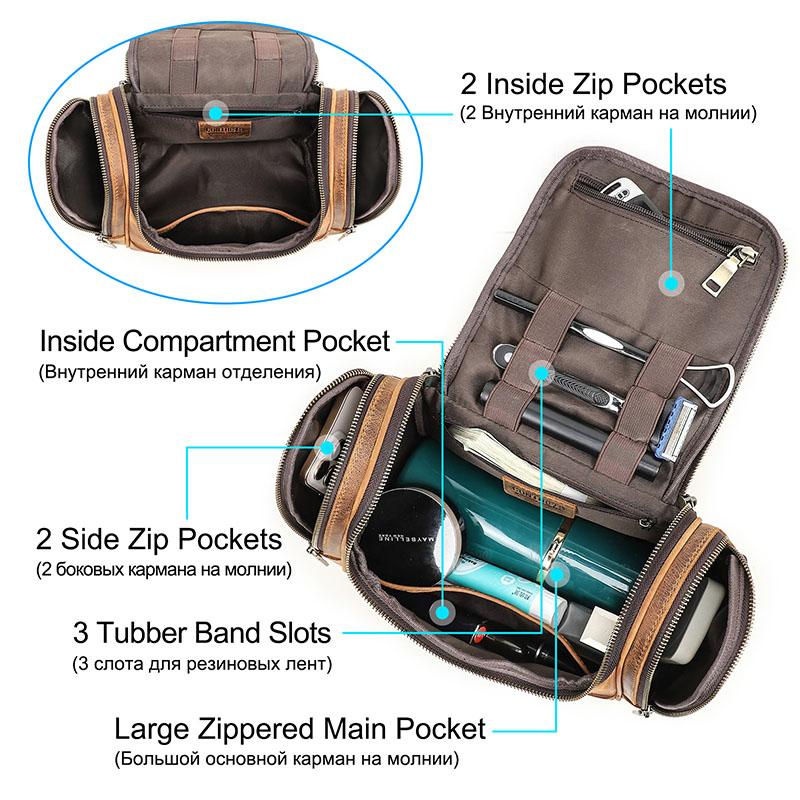 CONTACT'S Мужские косметички из натуральной кожи, винтажная большая сумка для туалетных принадлежностей, портативные сумки для стирки, косметички, мужские дорожные сумки-органайзер