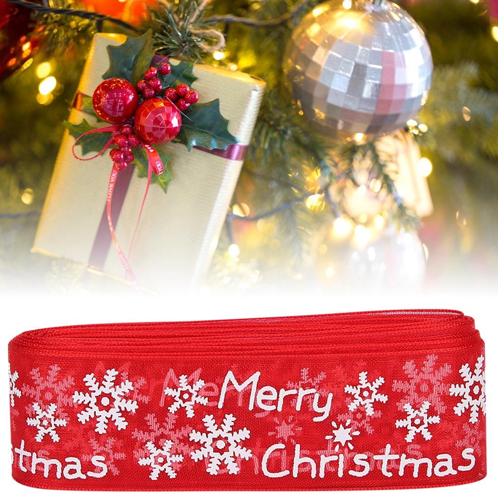 25mm 5Yards Printed Flowers Christmas Ribbon Sewing Gifts Packing Belt Decoration