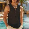 INCERUN Men Sleeveless Lace-up Bandage Hollow Out Casual Tank Tops