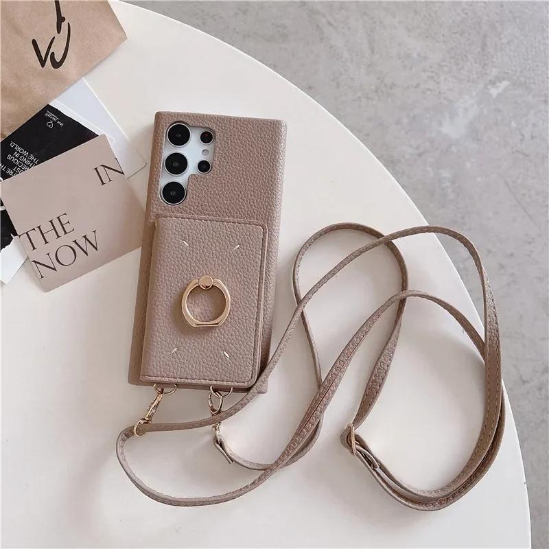 Кожаная сумка через плечо с держателем для карт Чехол для телефона для Samsung Galaxy S23 FE S24 Ultra S22 Plus A13 A22 A33 A14 A24 A34 A53 A54 Чехол