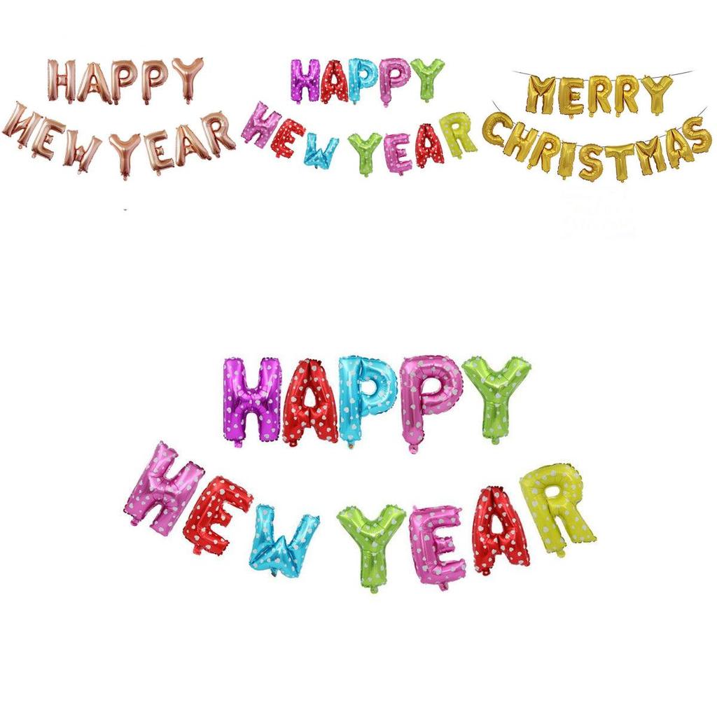 Eye-catching Merry Christmas Balloons And Happy New Year Bunting For Festive Events