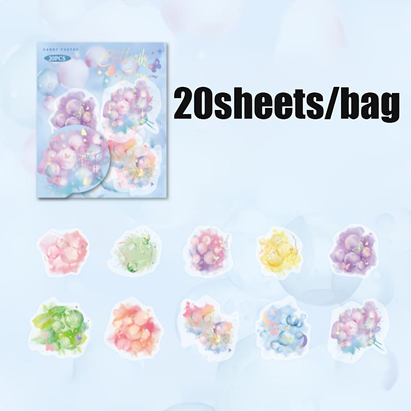 20 Sheets Holographic Waterproof Silver Floral Stickers For Scrapbooking Journal DIY Decoration Collage Diary Supplies
