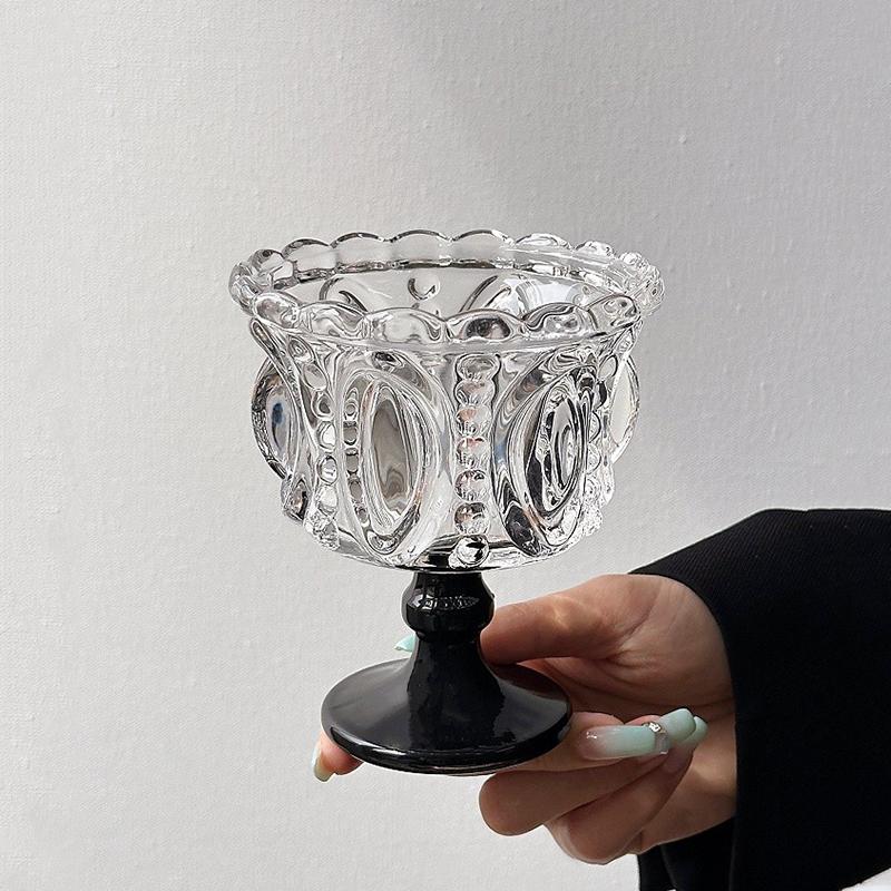 1 шт. Бокал для мороженого, высококачественный десертный стаканчик, винтажный стеклянный женский маленький хрустальный коллекционный Ins Style, два цвета