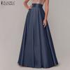 ZANZEA Women Fashion A-line Satin Skirts Summer Casual Maxi Long Skirts