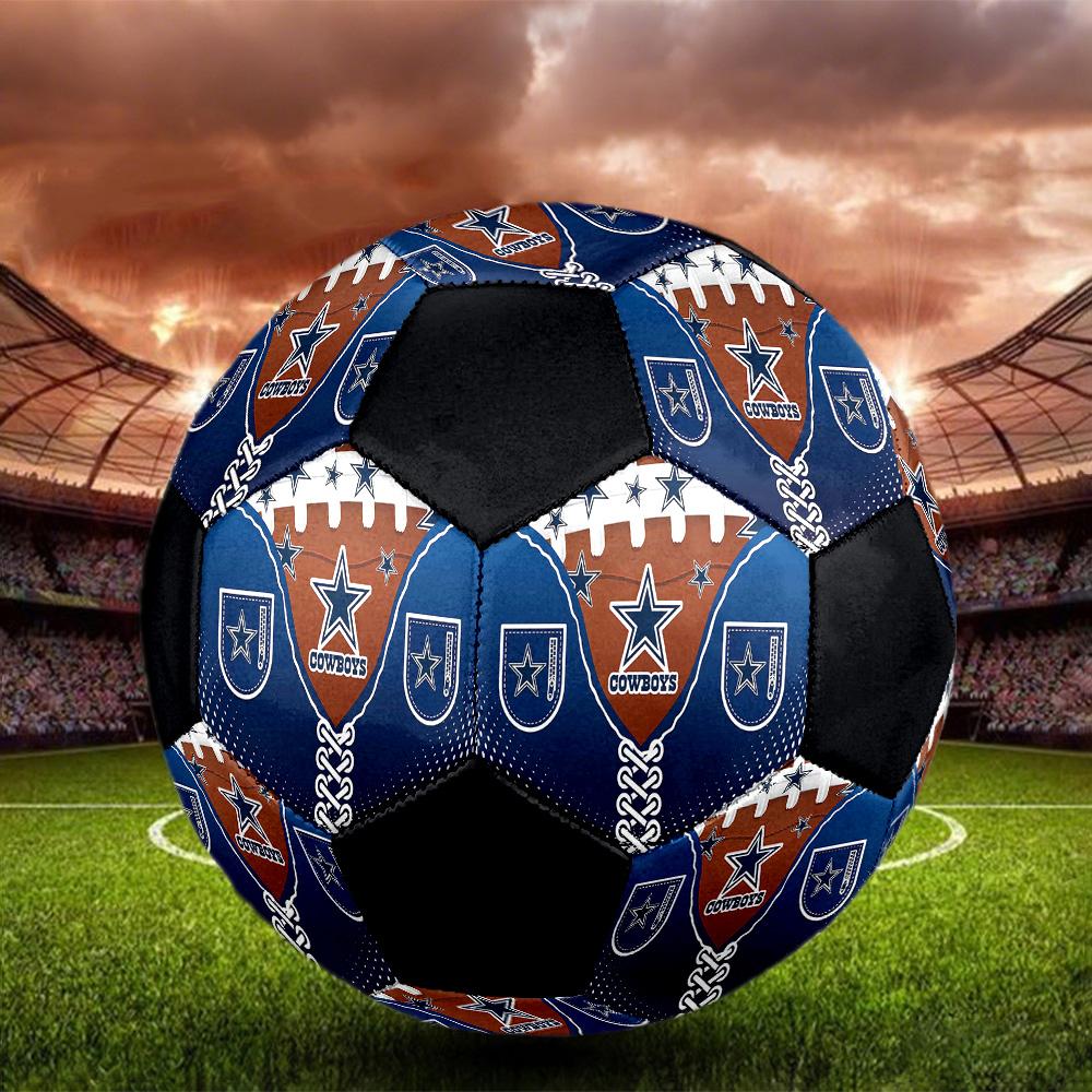 Cowboys Football Indoor Soccer Ball Colorful All Ages Size 5 Machine Stitched PVC Competition Ready Durable High-Bounce