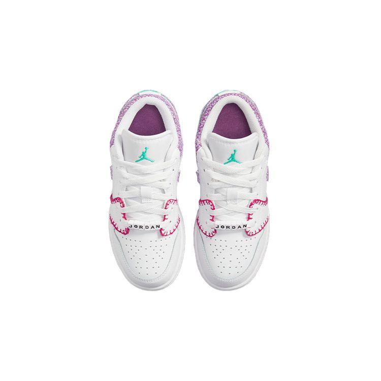 Air Jordan 1 Low SE GS Knit Kids Sneakers White Rush-Pink Washed-Teal DM9037-100