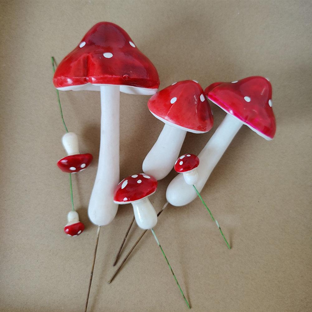 33PCS Miniatures Artificial Foam Mushroom Garden Fairy Bonsai Plant Pot Mushroom Resin Craft Decor For DIY Micro Garden Decor