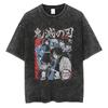 Anime Demon Slayer Tomioka Giyuu Graphic Printed T-shirt Men Vintage Cotton Tshirts Casual Washed T Shirt Harajuku Male Tops