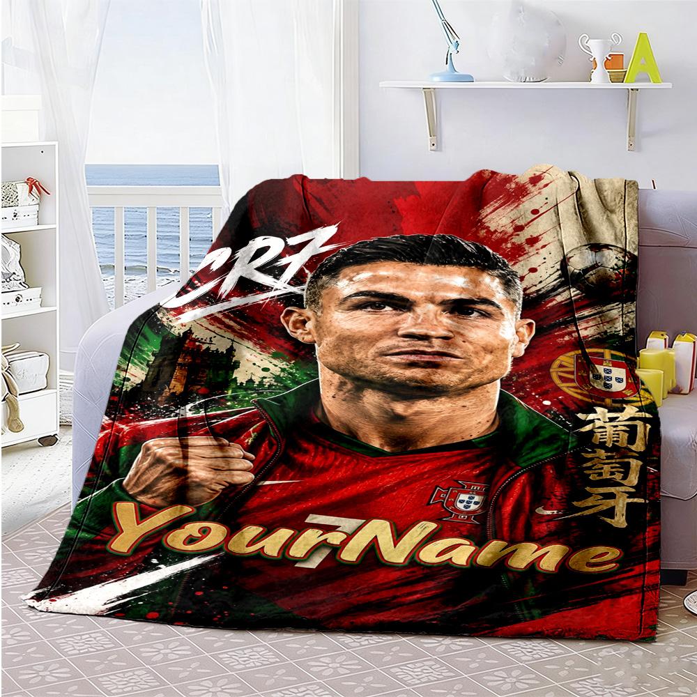 Cristiano Ronaldo Personalized Text Blanket Lightweight Personalized Blanket Warmthful Decor Suitable for Bedding Home Decor Picnics Nap