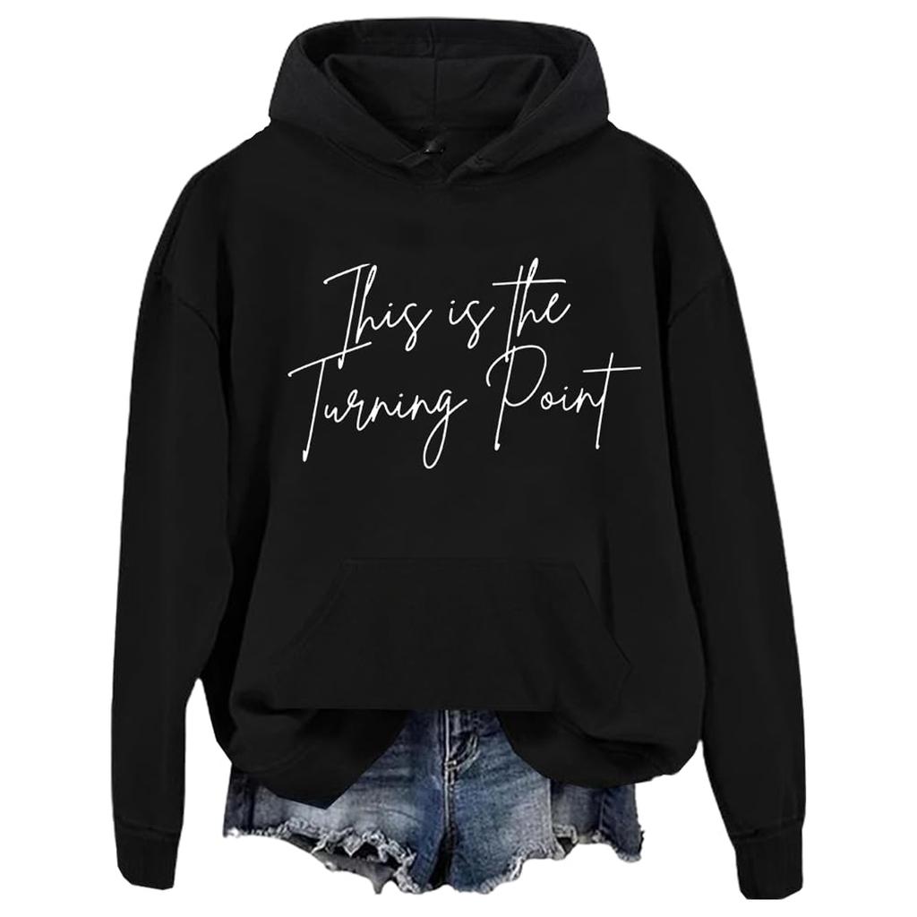 Ladies Fashion Casual Long Sleeve Printed Round Neck Hoodie Pullover Top