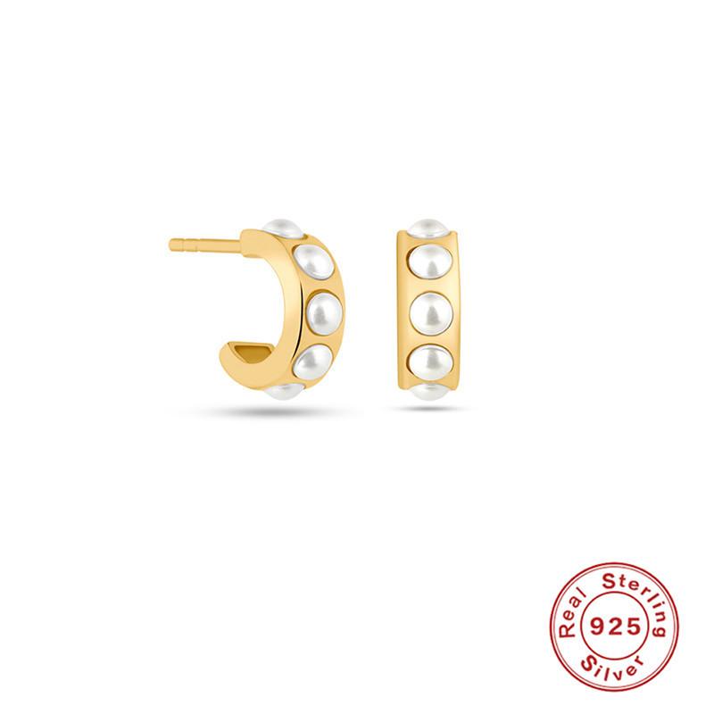 Простые серьги-пусеты из стерлингового серебра S925 с жемчугом и цирконом, нишевый дизайн, модные