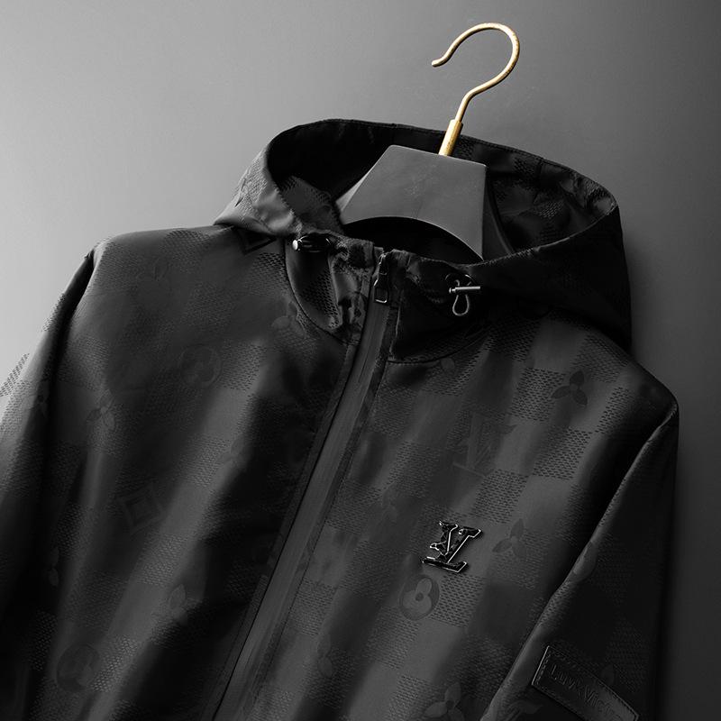 Модная европейская мужская жаккардовая куртка с капюшоном 2025 года - Повседневное пальто с темным узором