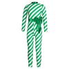 Girls Candy Cane Costume Striped Design Long Sleeve Bow Knot Bodysuit Dance Jumpsuit Christmas Party Outfit