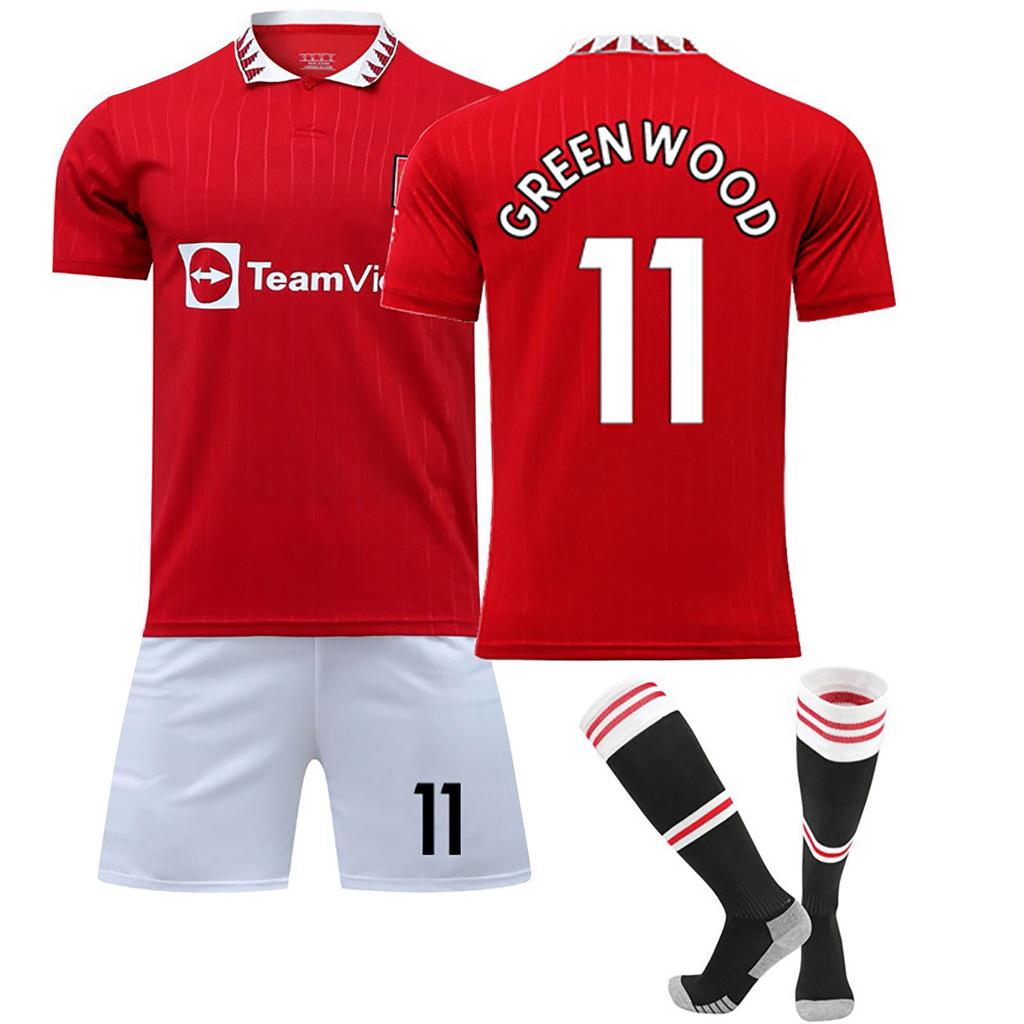 22/23 Манчестер Юнайтед Домашний Футбольный Комплект Майка Шорты Носки Новый Шорты Носки Взрослые Размеры Экипировка