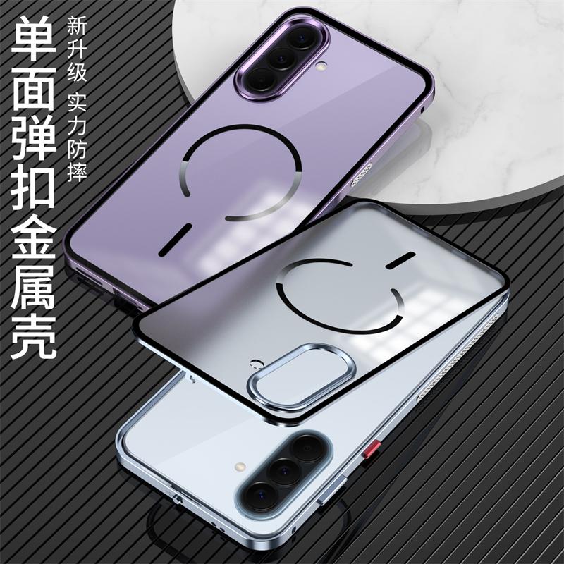 Магнитный чехол для Samsung Galaxy A37 Чехол Металлическая рама из алюминиевого сплава Матовая прозрачная акриловая крышка Для Samsung A 37 5G