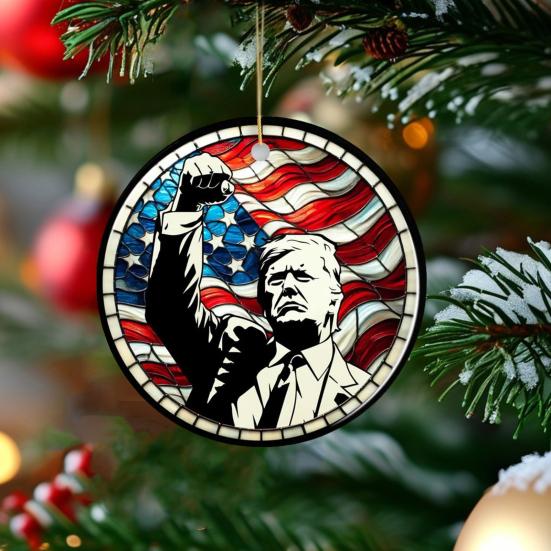 Рождественские украшения Трампа. Подвесное украшение на рождественскую елку в стиле Трампа. 2D акриловая подвеска для