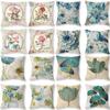 Retro American Plant Floral Print Linen Pillow Case Living Room Sofa Car Pillow Cushion