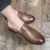 2024 Summer Leather Men Half Shoes Loafers Pointed Handmade Mules Comfortable Casual Men's Shoes Luxury Quality Low-heel Shoes