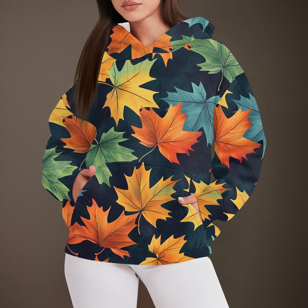 Women's Fashion Casual Pullover Hooded Sweatshirt  Printed Long Sleeve Sweatshirt