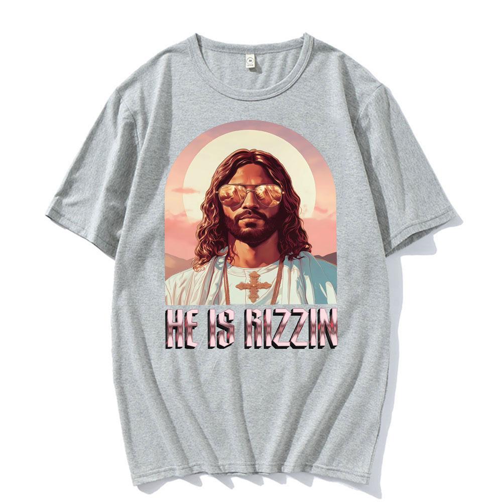 He Ls Rizzin Jesus Rap Easter Jesus Shirt TShirt Unisex Clothing Hip Hop Humor Style T Shirt Tops Unisex Comfort 100 Cotton Tees