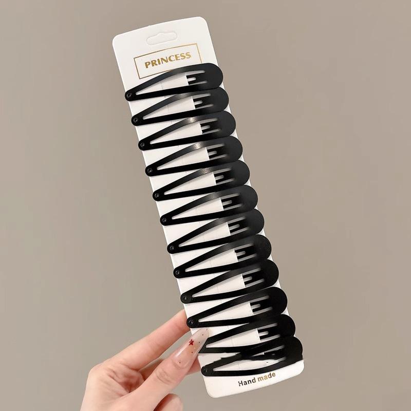 Matte Black Hair Clips Set 10/12Pcs Geometric Square Star Wave Design for Enhanced Elegance