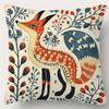 Подушка с наволочкой Scandic Folk Art Лиса, короткий плюш, тканый полиэстер, на молнии, для декора гостиной, дивана