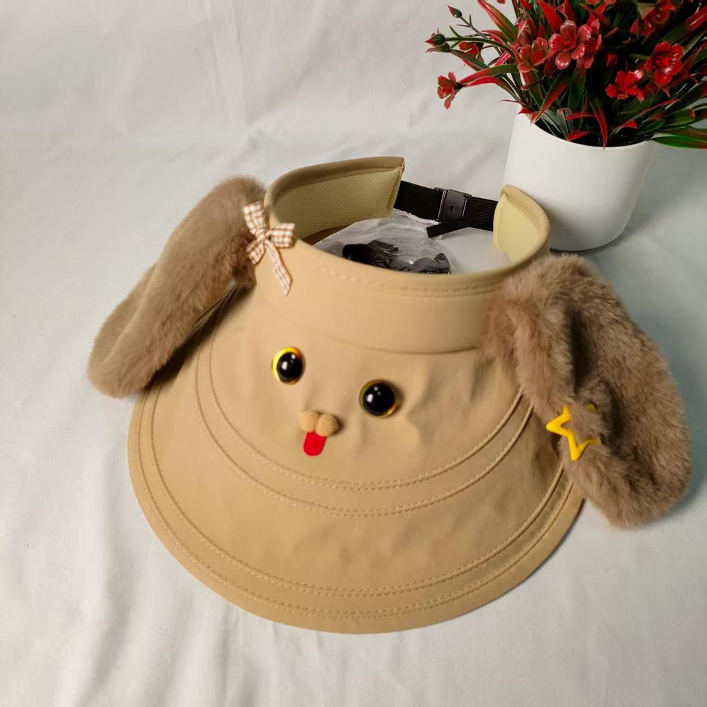 Cute dog cartoon long ears empty top hat children spring, summer and early autumn new decoration with big brim sun hat