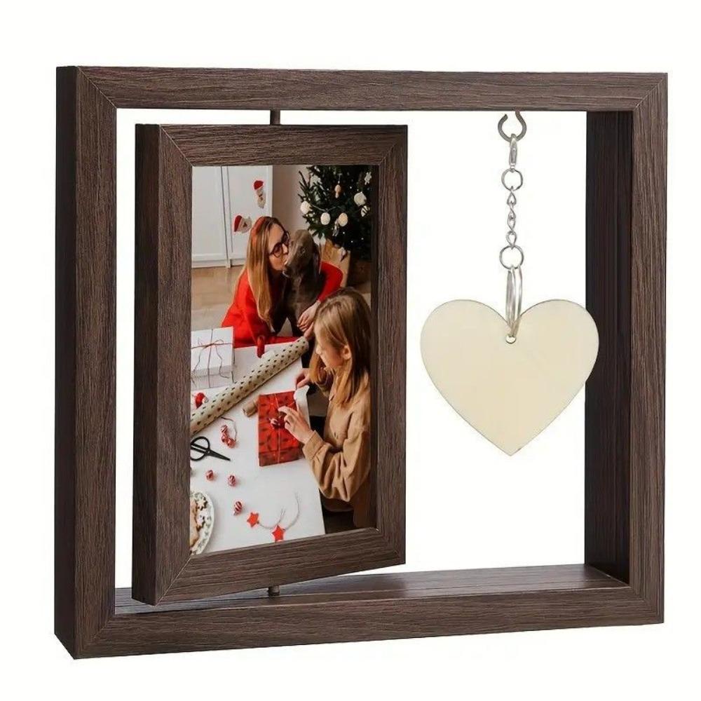 With Heart Pendant Desktop Photo Frame Wooden Photo Display Frame Home Supplies