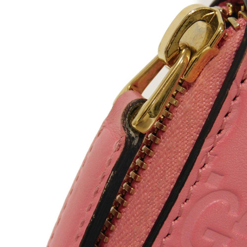Used Guccissima Coin Purse 9539 255452 7943 Double G Embossed Card Case Zip Around GG Shima Pink Unisex from Japan