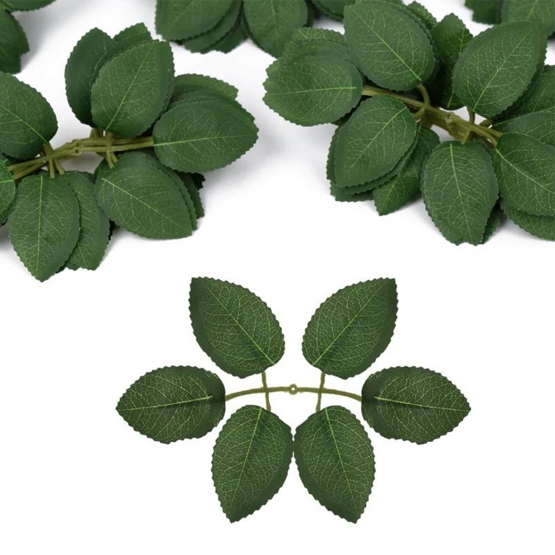 80/200 шт. поддельные листья для украшения роз, объемные зеленые листья роз для свадебных букетов своими руками, украшения для вечеринок, венок из розовой лозы, гирлянды, принадлежности