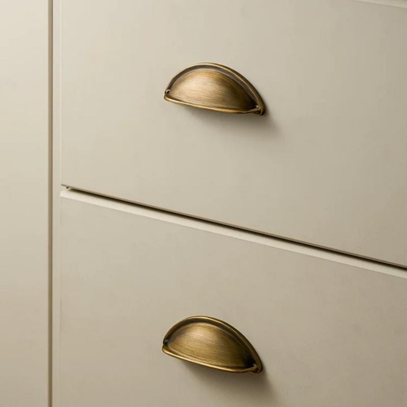 Antique Brass Shell Shape Closet Door Pulls Dresser Knobs Hardware Kitchen Cabinet Storage Handles Drawer Knobs Cupboard Pulls