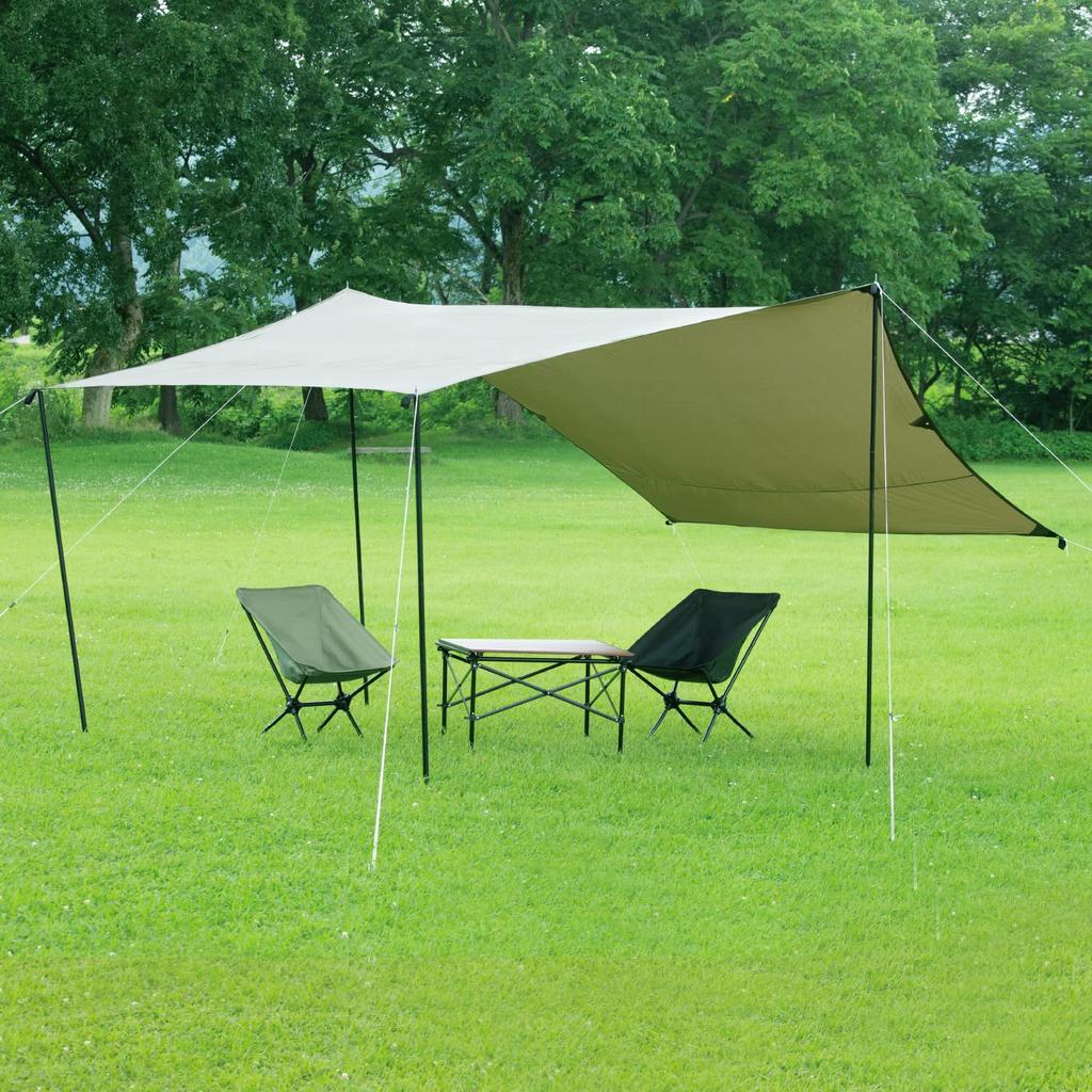 BUNDOK Мини-шестиугольный тент цвета хаки 430 x 350 см с 2 стойками BDK-21O Прибл.