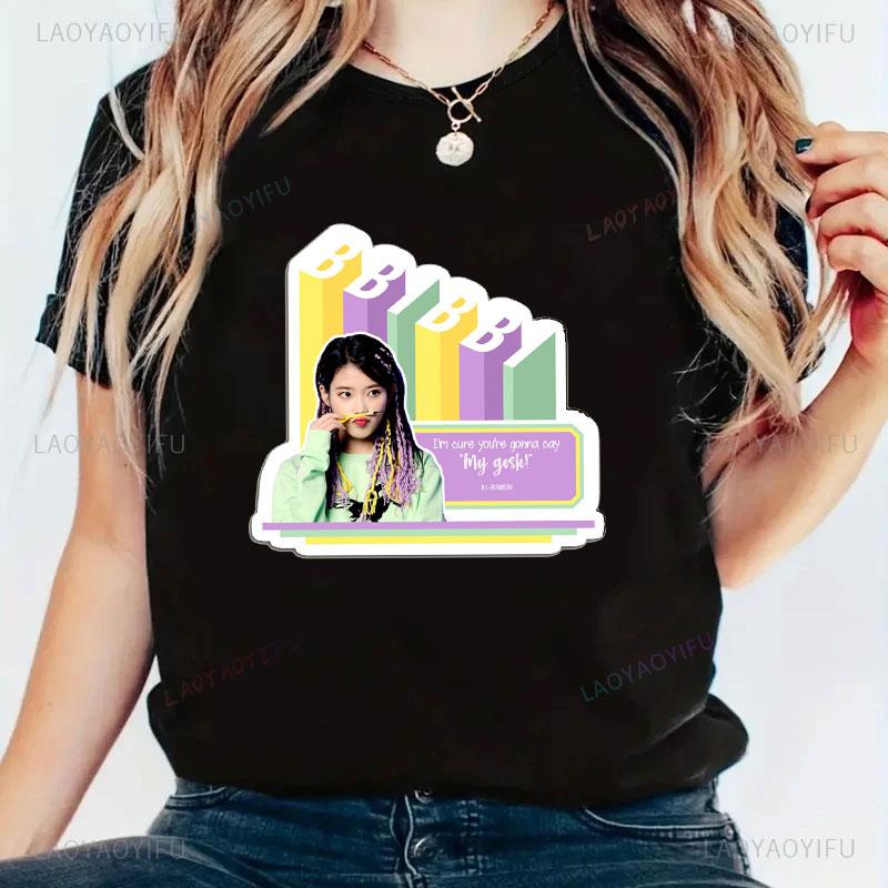 IU Tshirt Unisex Women Unisex Lee Ji Eun Fans Clothes Popular Shirts Uaena Short Sleeve Round Neck Streetwear Kpop Top